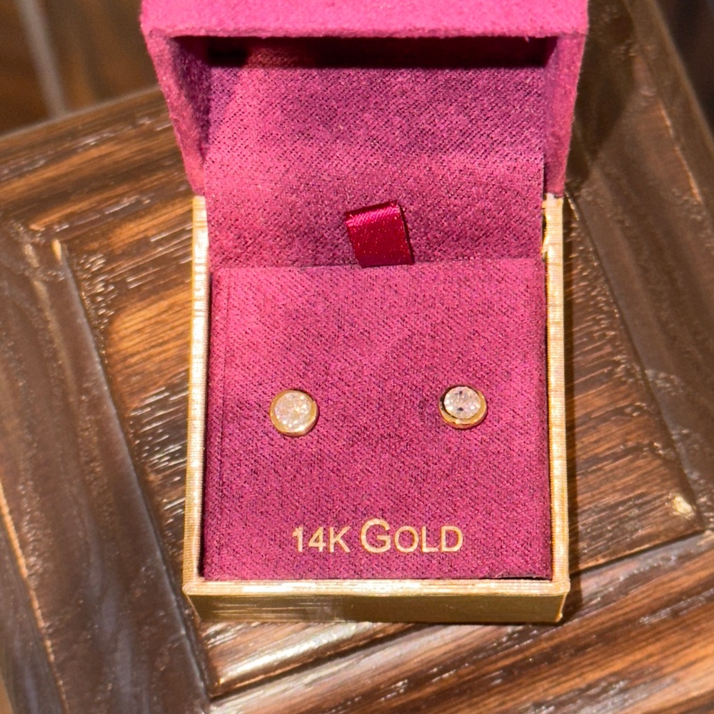 Gold Round Stud Earrings with Polished Finish